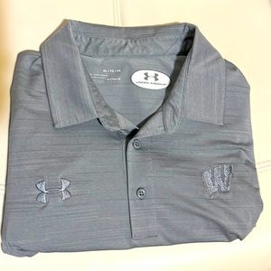 Wisconsin Badgers Under Armour Gray Polo Size XL